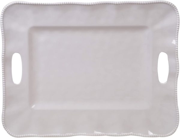 Cream Rectangular Tray withHandles 19" x 15" Servware, Accessories,Hostess Serving