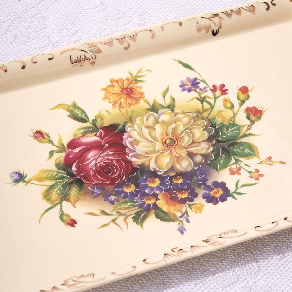 Ceramic Floral Serving Tray, Decorative Platter for Tea Party - 13.5 x 7.5 inch - Image 2